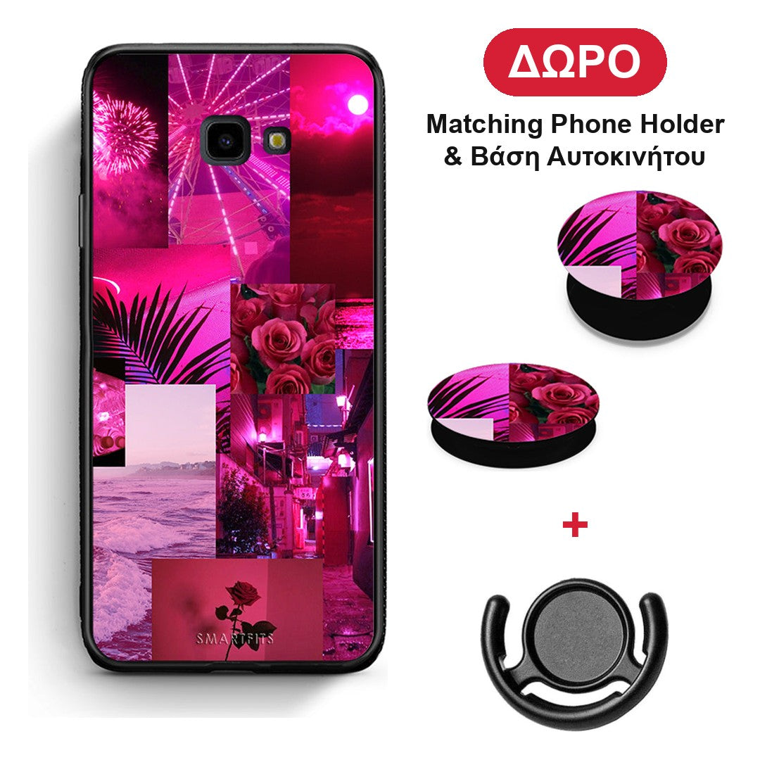Collage Red Roses - Samsung Galaxy J4+ θήκη + Δώρο Phone Holder & Βάση Αυτοκινήτου