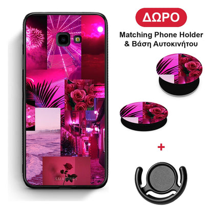 Collage Red Roses - Samsung Galaxy J4+ θήκη + Δώρο Phone Holder & Βάση Αυτοκινήτου