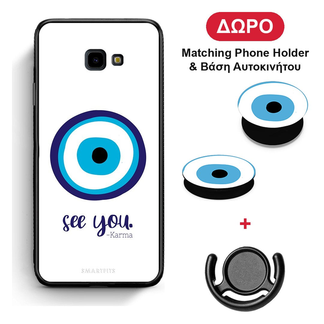 Karma Says - Samsung Galaxy J4+ θήκη + Δώρο Phone Holder & Βάση Αυτοκινήτου