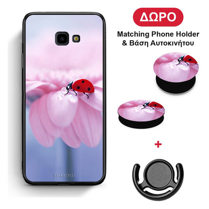Ladybug Flower - Samsung Galaxy J4+ θήκη + Δώρο Phone Holder & Βάση Αυτοκινήτου