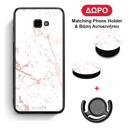 Marble Pink Splash - Samsung Galaxy J4+ θήκη + Δώρο Phone Holder & Βάση Αυτοκινήτου