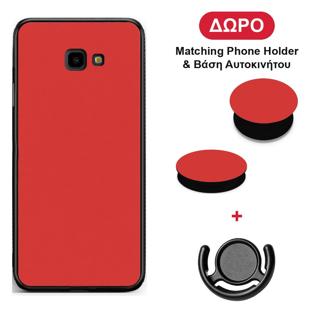 Poppy Red - Samsung Galaxy J4+ θήκη + Δώρο Phone Holder & Βάση Αυτοκινήτου