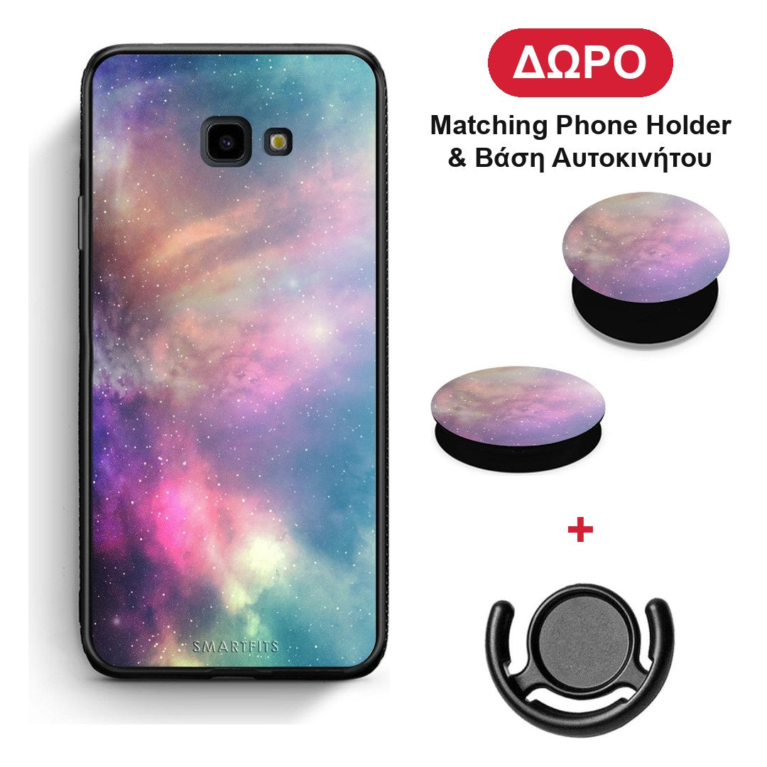 Galactic Rainbow - Samsung Galaxy J4+ θήκη + Δώρο Phone Holder & Βάση Αυτοκινήτου