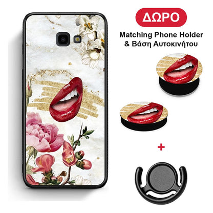 Red Lips - Samsung Galaxy J4+ θήκη + Δώρο Phone Holder & Βάση Αυτοκινήτου