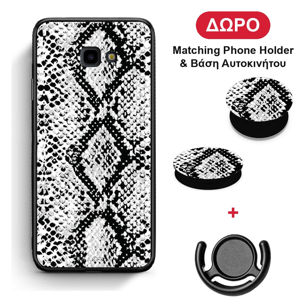 Animal White Snake - Samsung Galaxy J4+ θήκη + Δώρο Phone Holder & Βάση Αυτοκινήτου