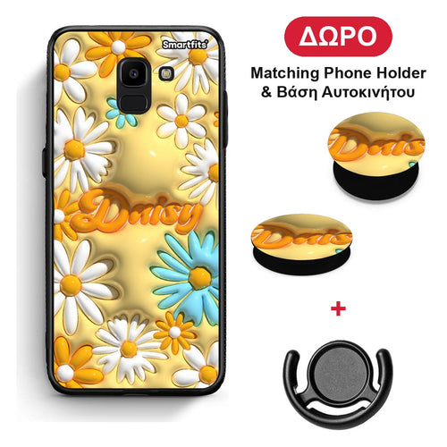 Bubble Daisies - Samsung Galaxy J6 θήκη + Δώρο Phone Holder & Βάση Αυτοκινήτου