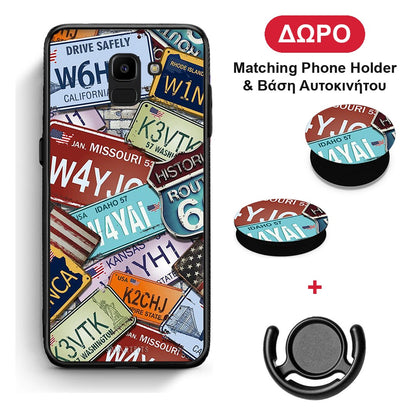 Car Plates - Samsung Galaxy J6 θήκη + Δώρο Phone Holder & Βάση Αυτοκινήτου
