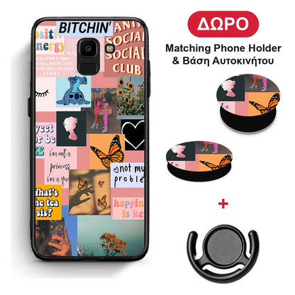 Collage Bitchin - Samsung Galaxy J6 θήκη + Δώρο Phone Holder & Βάση Αυτοκινήτου