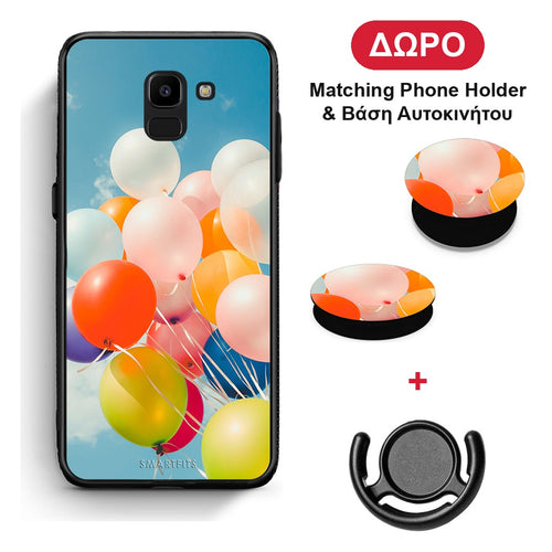 Colorful Balloons - Samsung Galaxy J6 θήκη + Δώρο Phone Holder & Βάση Αυτοκινήτου