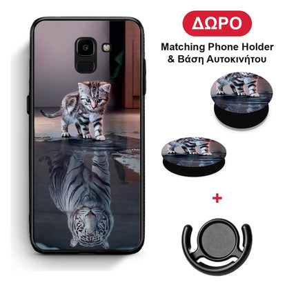 Cute Tiger - Samsung Galaxy J6 θήκη + Δώρο Phone Holder & Βάση Αυτοκινήτου