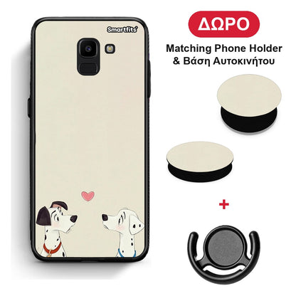 Dalmatians Love - Samsung Galaxy J6 θήκη + Δώρο Phone Holder & Βάση Αυτοκινήτου