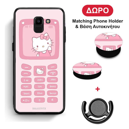 Hello Kitten - Samsung Galaxy J6 θήκη + Δώρο Phone Holder & Βάση Αυτοκινήτου