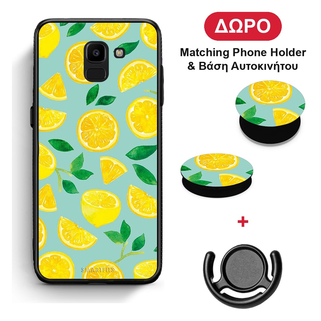 Lemons - Samsung Galaxy J6 θήκη + Δώρο Phone Holder & Βάση Αυτοκινήτου