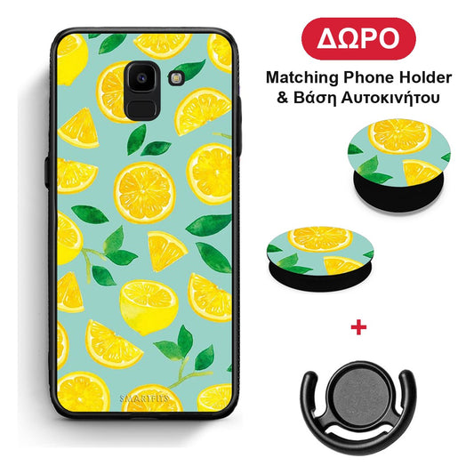 Lemons - Samsung Galaxy J6 θήκη + Δώρο Phone Holder & Βάση Αυτοκινήτου