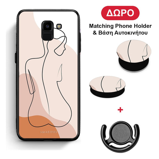 LineArt Woman - Samsung Galaxy J6 θήκη + Δώρο Phone Holder & Βάση Αυτοκινήτου