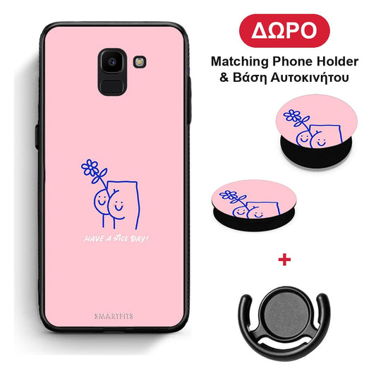 Nice Day - Samsung Galaxy J6 θήκη + Δώρο Phone Holder & Βάση Αυτοκινήτου