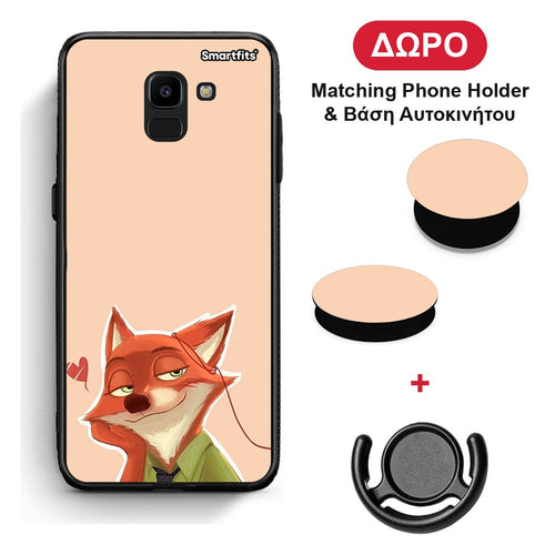 Nick Wilde And Judy Hopps Love 1 - Samsung Galaxy J6 θήκη + Δώρο Phone Holder & Βάση Αυτοκινήτου