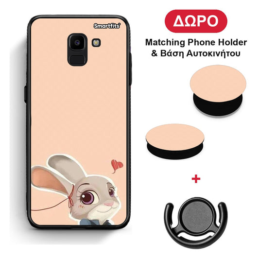 Nick Wilde And Judy Hopps Love 2 - Samsung Galaxy J6 θήκη + Δώρο Phone Holder & Βάση Αυτοκινήτου