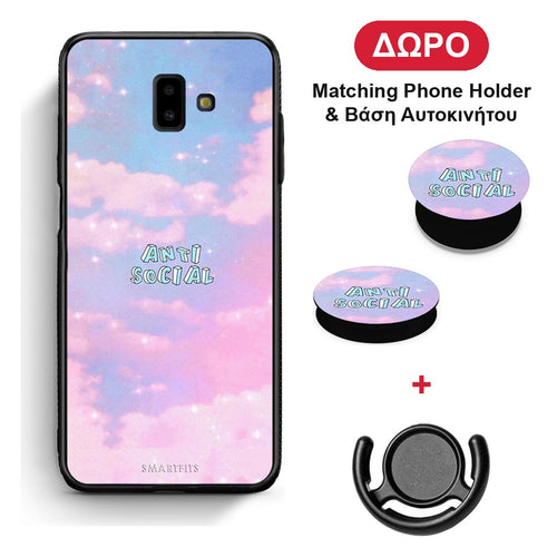Anti Social - Samsung Galaxy J6+ θήκη + Δώρο Phone Holder & Βάση Αυτοκινήτου