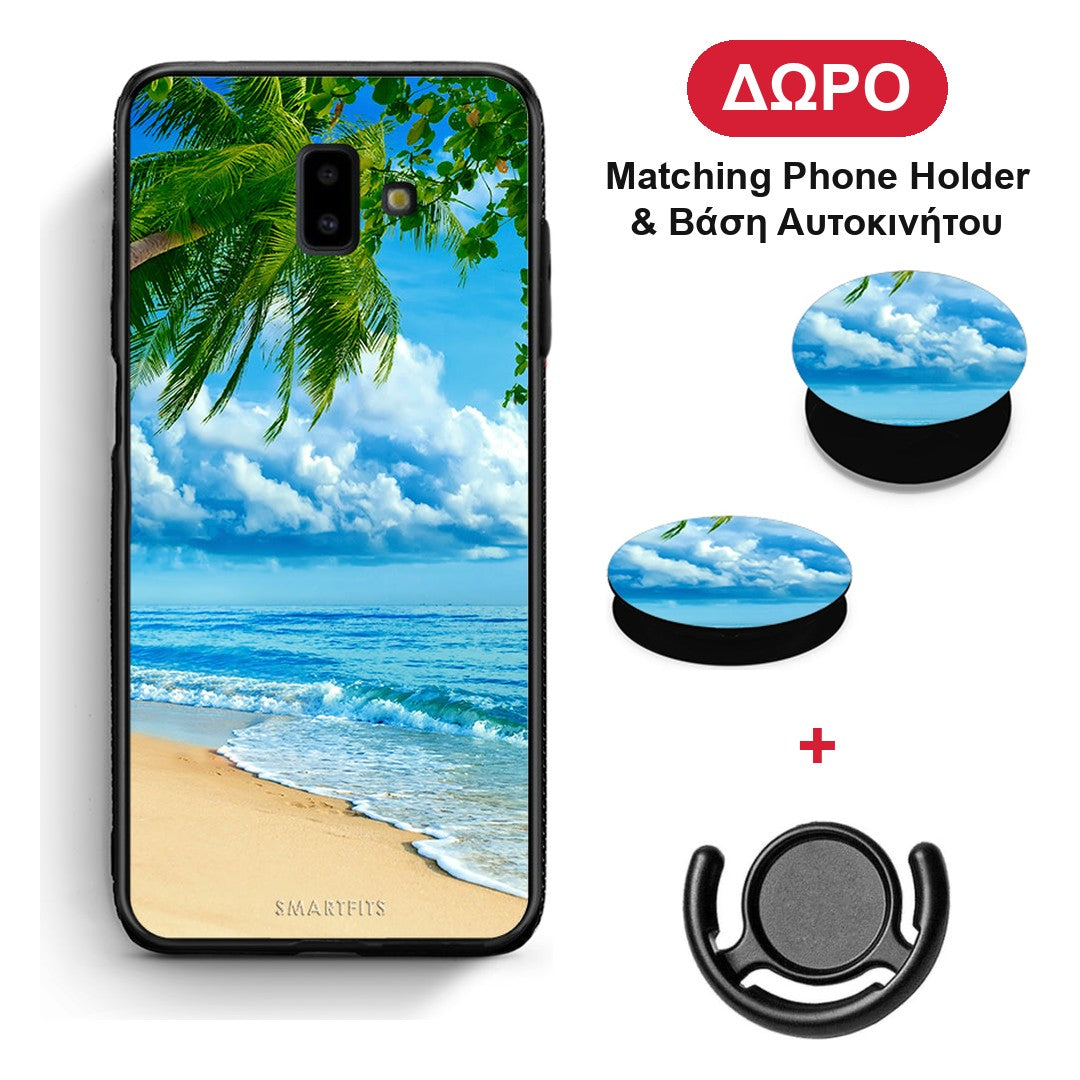 Beautiful Beach - Samsung Galaxy J6+ θήκη + Δώρο Phone Holder & Βάση Αυτοκινήτου