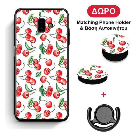 Cherry Summer - Samsung Galaxy J6+ θήκη + Δώρο Phone Holder & Βάση Αυτοκινήτου