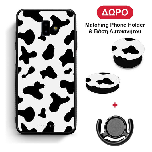 Cow Print - Samsung Galaxy J6+ θήκη + Δώρο Phone Holder & Βάση Αυτοκινήτου