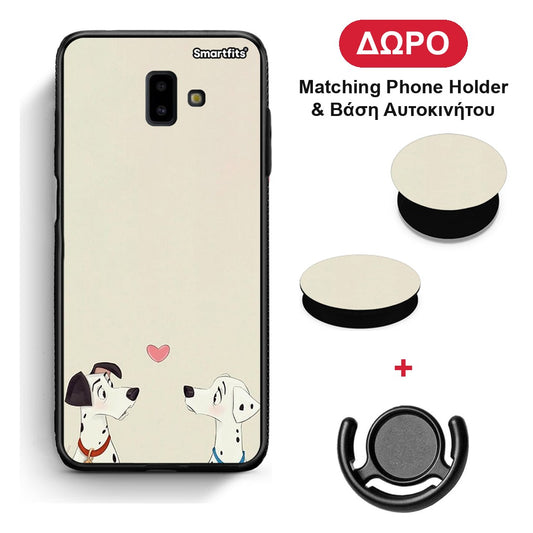 Dalmatians Love - Samsung Galaxy J6+ θήκη + Δώρο Phone Holder & Βάση Αυτοκινήτου