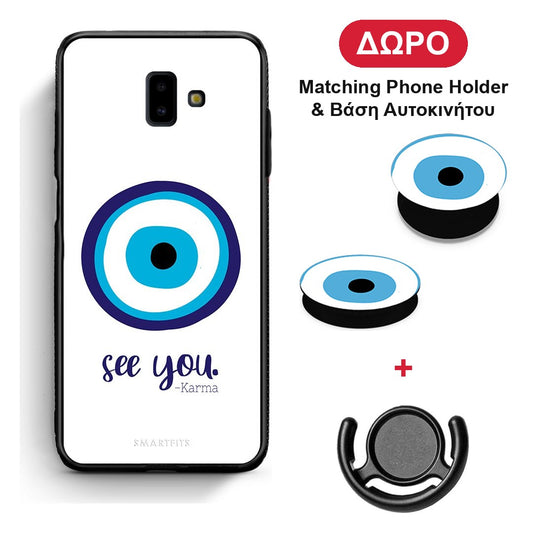 Karma Says - Samsung Galaxy J6+ θήκη + Δώρο Phone Holder & Βάση Αυτοκινήτου
