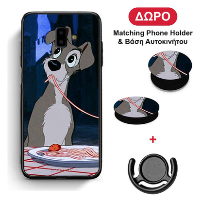 Lady And Tramp 1 - Samsung Galaxy J6+ θήκη + Δώρο Phone Holder & Βάση Αυτοκινήτου