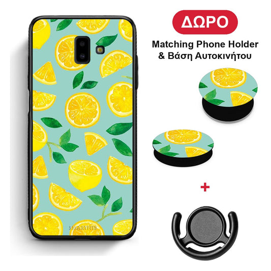 Lemons - Samsung Galaxy J6+ θήκη + Δώρο Phone Holder & Βάση Αυτοκινήτου