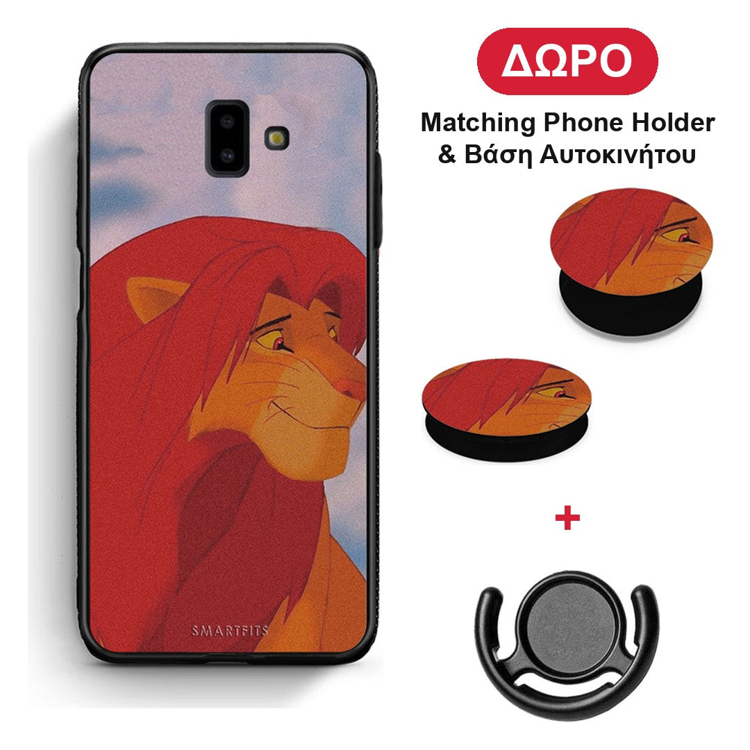 Lion Love 1 - Samsung Galaxy J6+ θήκη + Δώρο Phone Holder & Βάση Αυτοκινήτου