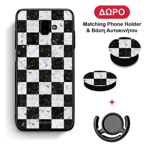Marble Square Geometric - Samsung Galaxy J6+ θήκη + Δώρο Phone Holder & Βάση Αυτοκινήτου
