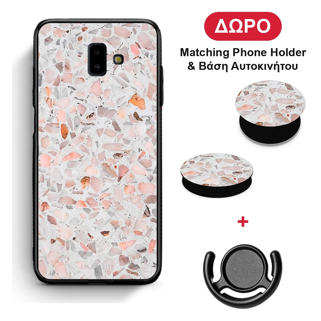 Marble Terrazzo - Samsung Galaxy J6+ θήκη + Δώρο Phone Holder & Βάση Αυτοκινήτου