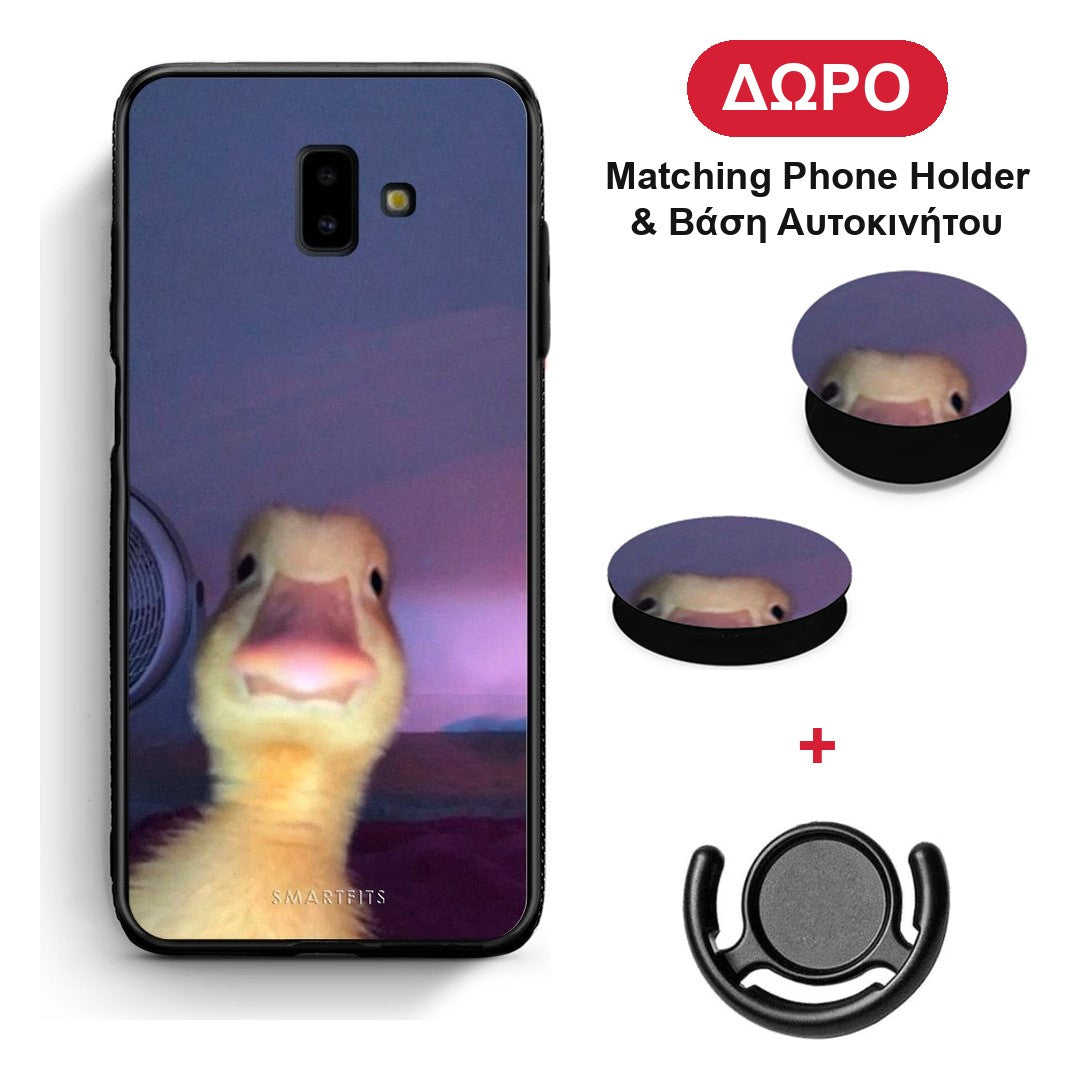 Meme Duck - Samsung Galaxy J6+ θήκη + Δώρο Phone Holder & Βάση Αυτοκινήτου