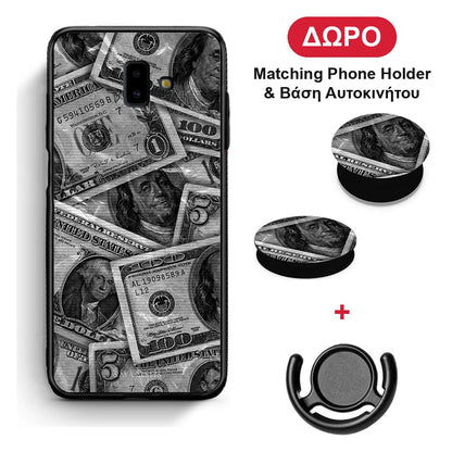 Money Dollars - Samsung Galaxy J6+ θήκη + Δώρο Phone Holder & Βάση Αυτοκινήτου