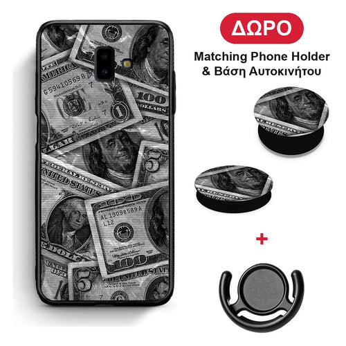 Money Dollars - Samsung Galaxy J6+ θήκη + Δώρο Phone Holder & Βάση Αυτοκινήτου