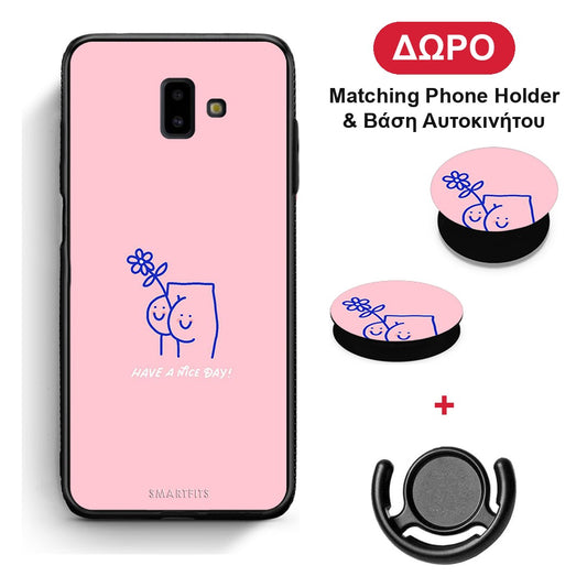 Nice Day - Samsung Galaxy J6+ θήκη + Δώρο Phone Holder & Βάση Αυτοκινήτου
