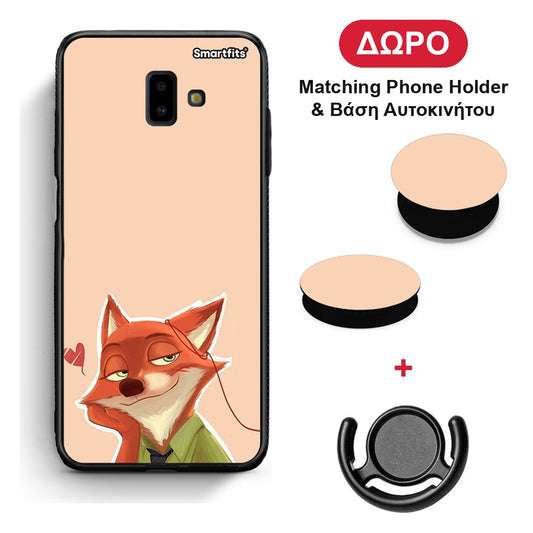 Nick Wilde And Judy Hopps Love 1 - Samsung Galaxy J6+ θήκη + Δώρο Phone Holder & Βάση Αυτοκινήτου