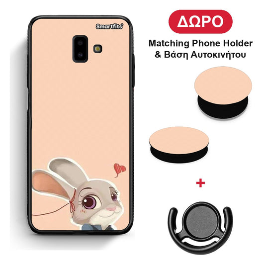 Nick Wilde And Judy Hopps Love 2 - Samsung Galaxy J6+ θήκη + Δώρο Phone Holder & Βάση Αυτοκινήτου