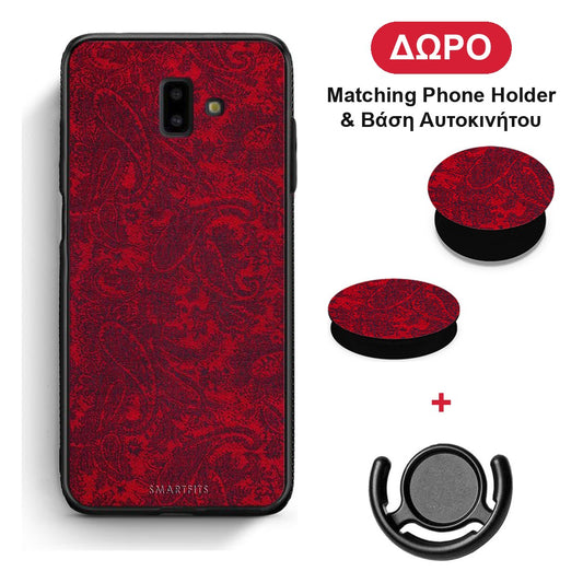Paisley Cashmere - Samsung Galaxy J6+ θήκη + Δώρο Phone Holder & Βάση Αυτοκινήτου
