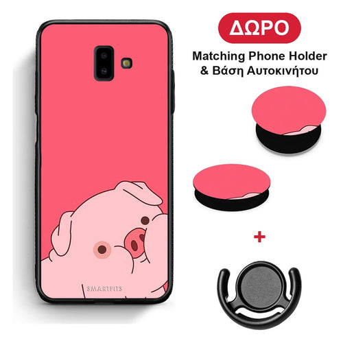 Pig Love 1 - Samsung Galaxy J6+ θήκη + Δώρο Phone Holder & Βάση Αυτοκινήτου
