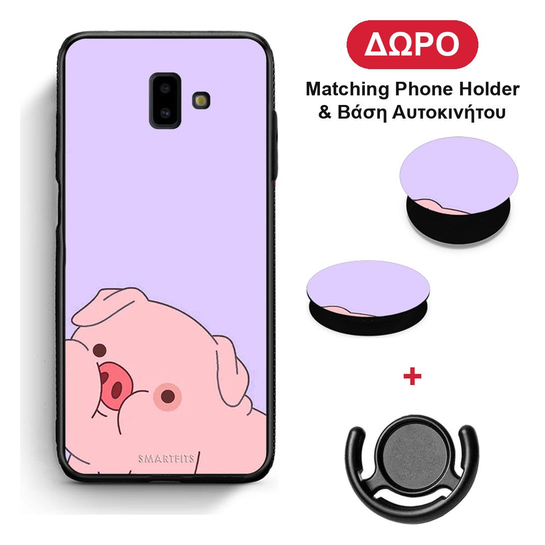 Pig Love 2 - Samsung Galaxy J6+ θήκη + Δώρο Phone Holder & Βάση Αυτοκινήτου