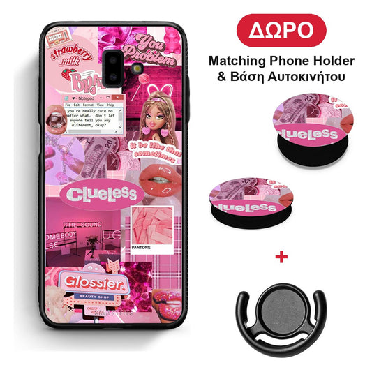 Pink Love - Samsung Galaxy J6+ θήκη + Δώρο Phone Holder & Βάση Αυτοκινήτου