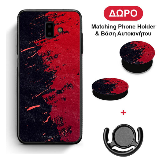 Red Paint - Samsung Galaxy J6+ θήκη + Δώρο Phone Holder & Βάση Αυτοκινήτου