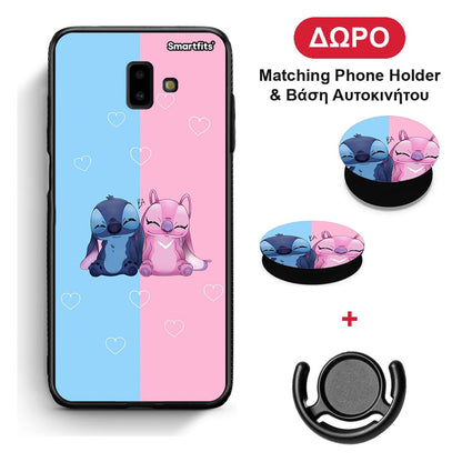 Stitch And Angel - Samsung Galaxy J6+ θήκη + Δώρο Phone Holder & Βάση Αυτοκινήτου