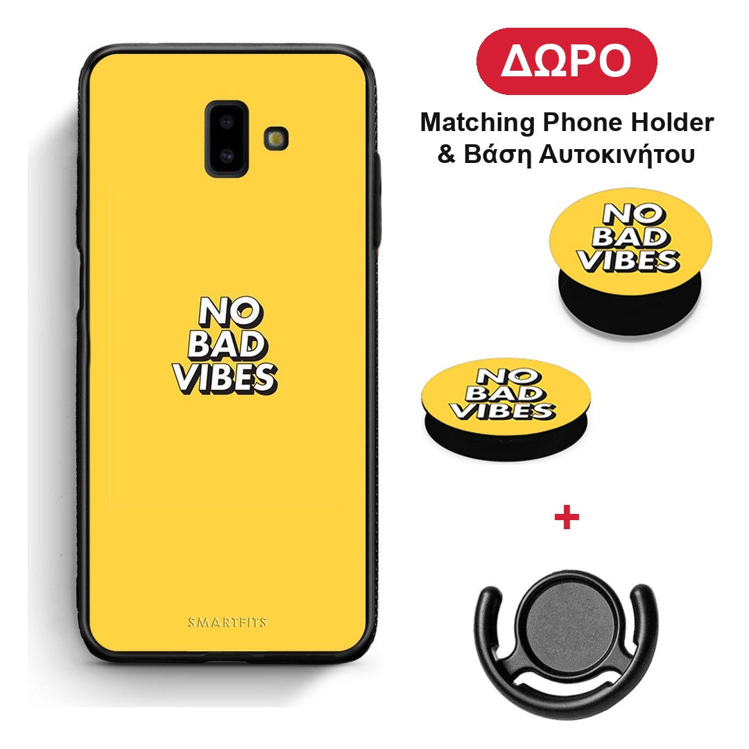 Text Vibes - Samsung Galaxy J6+ θήκη + Δώρο Phone Holder & Βάση Αυτοκινήτου