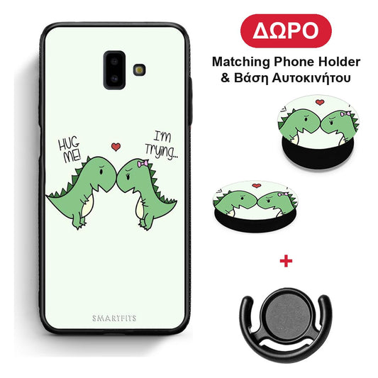 Valentine Rex - Samsung Galaxy J6+ θήκη + Δώρο Phone Holder & Βάση Αυτοκινήτου