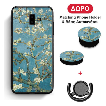 White Blossoms - Samsung Galaxy J6+ θήκη + Δώρο Phone Holder & Βάση Αυτοκινήτου