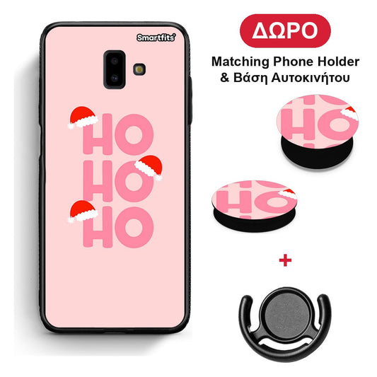 Xmas Ho Ho Ho - Samsung Galaxy J6+ θήκη + Δώρο Phone Holder & Βάση Αυτοκινήτου