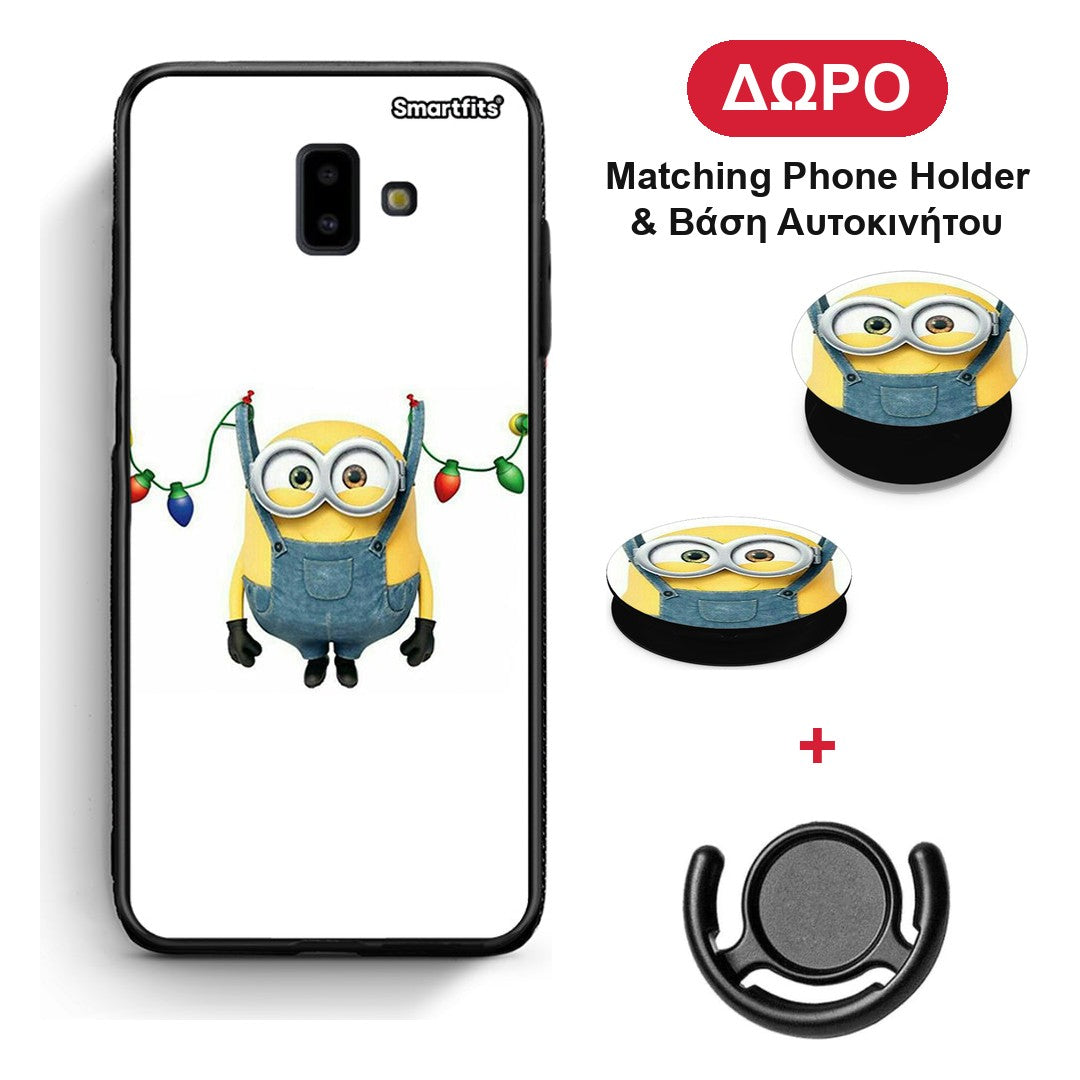 Xmas Minion Lights - Samsung Galaxy J6+ θήκη + Δώρο Phone Holder & Βάση Αυτοκινήτου